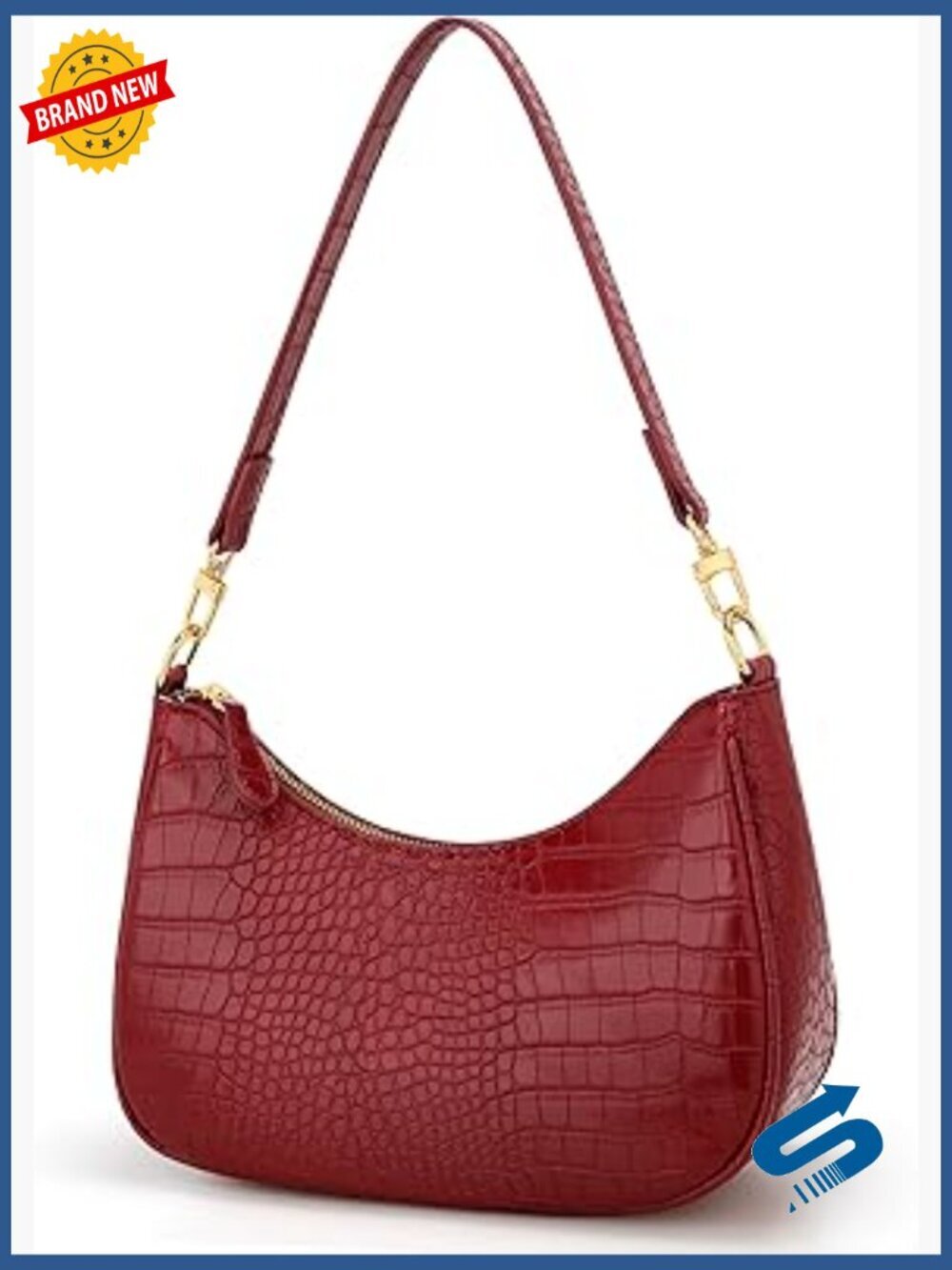 PU Leather Shoulder Bag with Removable Straps, 5 Pockets, Retro Hobo Purse